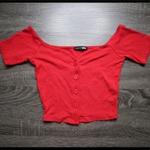 Fashion Nova Button Up Crop Top